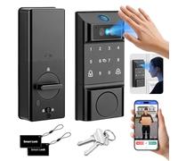 Serrure de Porte intelligente avec Reconnaissance Palmaire et Faciale | Sans ontrôle via APP, verrouillage automatique, carillon de porte, clavier tactile et pêne dormant intérieur