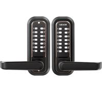 Serrure de porte mécanique sans clé, mise à niveau du code 2.0, code à 4-7 chiffres, serrure de porte à clavier à combinaison à bouton-poussoir double face avec poignée, verrouillage automatique, pour