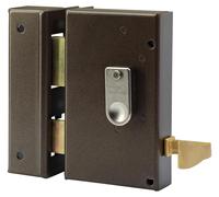 Serrure de porte, modèle Aube, verticale, couleur marron, en acier, 1 pièce