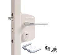 Serrure de porte pivotante LOCINOX LAKQ6060 U2, blanc pur RAL 9010 pour profils de cadre de 60 à 80 mm - Serrure de portail de jardin, serrure de porte battante, serrure à boîtier avec cylindre à