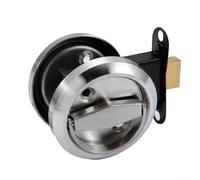 Serrure de porte ronde encastrée en acier inoxydable 304, diamètre de la plaque frontale de 75 mm, pas de trou de 45 mm, portée de porte de 35 à 45 mm (argenté)