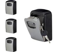 Serrure de sécurité à combinaison à 4 chiffres pour mur extérieur - Dimensions : 11,5 x 9 x 4 cm - noir/gris - Serrure à combinaison avec code