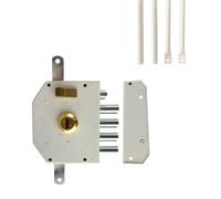 Serrure de sûreté pour porte d'entrée avec tringles En Applique 6 points Blanc Droite Axe 60 mm 5 clés