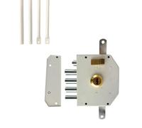 Serrure de sûreté pour porte d'entrée avec tringles En Applique 6 points Blanc Gauche Axe 60 mm 5 clés