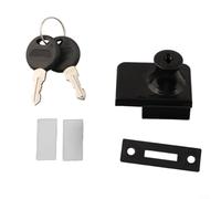 Serrure de vitrine en alliage de zinc double porte argentée noire (noir) | Montage sans perçage, pas de dommages, idéal pour les objets de location, installation rapide, double porte