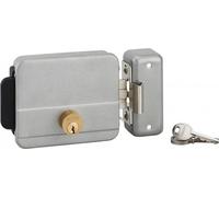 Serrure électrique horizontale en applique double entré pour portail, réversible, axe 60mm, 125x105mm, gris, 3 clés - THIRARD