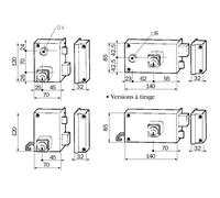 ALPHA 352110 Serrure en applique monopoint cylindre 26 mm vieil or