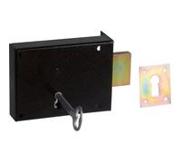 Serrure en applique noire droite Simple - Clé L - Axe à 63 mm - Série 461 - DOM