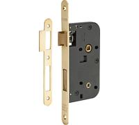 Serrure encastrable à condamnation pour porte de salle de bain et toilettes, axe 50mm, bouts ronds, laiton brossé - THIRARD