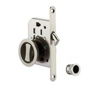 Serrure encastrable à crochet à condamnation pour porte coulissante, chromé satin pour porte d'intérieure 50 mm