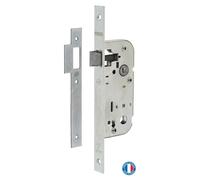 THIRARD - Serrure Encastrable NF - Porte Intérieure - Axe 40 mm - Bouts Carrés - Zingué - Coffre Acier Embouti - Têtière Acier - Demi-Tour Réversible - Gâche Plate - Gris