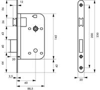 Serrure encastrable pour porte intérieure, axe 60mm, bouts ronds, noir - THIRARD