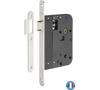Serrure encastrable pour porte intérieure, axe 80mm, bouts ronds, nickelé - THIRARD