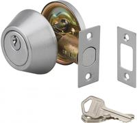 Serrure horizontale tubulaire en applique à bouton pour porte d'entrée, axe réglable, chromé, 3 clés - THIRARD