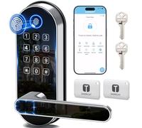 Serrure intelligente à empreinte digitale sans clé avec poignée et clavier : serrure numérique électronique/électrique avec code/code passe, bouton de porte biométrique pour porte d'entrée, chambre à
