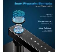 Serrure intelligente T01 - Avec lecteur d'empreintes digitales - Écran tactile avec pavé numérique - Contrôle via l'application Tuya (WiFi) - Poignée de porte réversible - Adaptée aux portes de 35 à 5