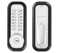 Serrure mécanique à combinaison - Serrure à code pour porte, clavier simple face - Code à 4-7 chiffres - Sans vec e secours - Verrouillage automatique - Pour porte d'entrée/garage - Argent