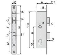 Serrure - METALUX - Série 7 - Demi-tour - Acier - Réversible - A larder