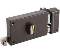 Serrure monopoint en applique coffre horizontale à tirage profil européen marron droite VACHETTE 7415D