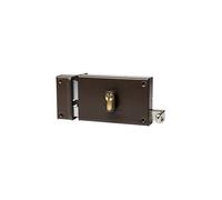 Serrure monopoint en applique horizontale à tirage en acier verni marron, ouverture à gauche