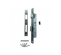 Serrure portail battant - Axe 20 mm - Entraxe 70mm - Chromée + gâche