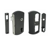 Serrure pour portillon bois/PVC/alu - à pêne demi-tour - Modulox - noir TIRARD