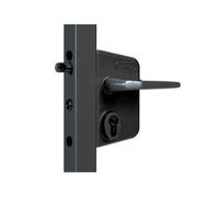 Serrure Ral 9005 Noir LOCINOX - portail battant béquille + cylindre - profil 30 à 50 - LAKQ3030 U2L