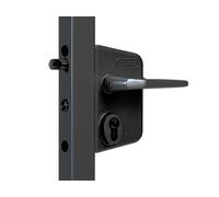 Serrure Ral 9005 Noir LOCINOX - portail battant béquille + cylindre - profil 30 à 50 - LAKQ3030 U2L