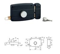 Serrure THIRARD Garage à tirage et bouton droite canon Ø25 - LG:32 mm 3 clés -