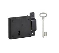 Serrure Thirard horizontale en applique droite axe 50mm 85x76mm noir 1 clé