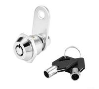 Serrure tubulaire à came 16-30 mm en alliage de zinc avec 2 clés pour bureau, tiroir, boîte à outils, rangement sécurisé, fixation de meubles, finition argentée (20 mm)