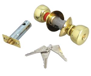Serrure tubulaire N1 cylindre longueur 63,5 mm bouton standard laiton poli + 3 clés VACHETTE 19244000