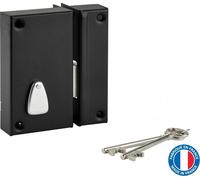 Serrure verticale en applique 6 gorges à clé pour porte de cave, pêne seul, droite, axe 45mm, 75x130mm, noir, 2 clés - THIRARD
