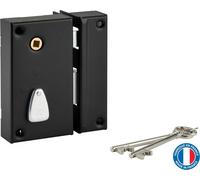 Serrure verticale en applique ouillot pour portail, droite, axe 45mm, 75x130mm, noir, 2 clés - THIRARD