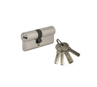 SERRURERIE DE PICARDIE - Cylindre de Serrure Double Entrée - Tiger 6 - Laiton - Sécurité Renforcée - 6 Goupilles - Protection Anti-Arrachement et Anti-Perçage - 30 x 30 mm - Gris - 5 Clés Réversibles