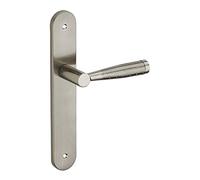 SERRURERIE DE PICARDIE - Ensemble de Poignées pour Porte Intérieure Helios - Aluminium - Usage Pratique - Sans Trou - Carré 7 mm - Entr'Axes 195 mm - Finition Nickelé Satiné - Gris