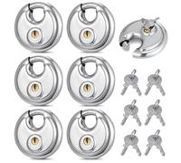 Serrures à disque, lot de 6, diamètre 70 mm, en acier inoxydable, avec clé, résistantes à la rouille et aux intempéries, à mécanisme de verrouillage variable, serrures de sécurité