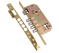 Serrures à encastrer Amig pour portes en bois, modèle 100 BASE - 50/85 mm - sans cylindre ni plaque de sécurité - Poignée réversible - Laiton et acier, laqué