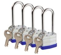 Serrures de sécurité, 40 mm, en acier laminé, résistantes aux intempéries, lot de 4 avec une seule ouleur argent, pour une utilisation en extérieur