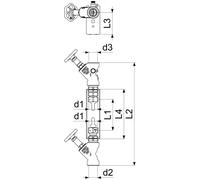 Serrures, raccords, robinetterie pour salle de bains - Raccord de tuyau, série QN 2, 5, 1"x1", coude : acier inoxydable, fixe