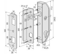 Serrures verticale à fouillot à cylindre européen pour portail cadre 40 mm finition noir RAL 9005