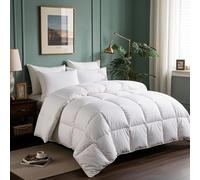 Serta Couette en Fibre et Duvet d'oie pour Grand lit, 100% Coton, hypoallergénique de Luxe hôtelière, 2268 g, très Chaude, 228,6 x 228,6 cm, Blanc