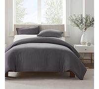 Serta Simply Clean Parure de lit 3 pièces Ultra Douce, hypoallergénique et résistante aux Taches, Gris, lit Double/Grand lit