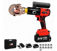 Sertisseuse Hydraulique Sans Fil & Coupe-CâBle, Force De Sortie 7t | Outil 2-En-1 Avec, 2 Batteries 21v 4,0ah Et TêTe Rotative 360° Pour éLectriciens, TéLéComs Et Maintenance