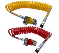 SERTPLAS M22 hélice à air, hélice à air comprimé, tuyau hélicoïdal M22 avec protection anti-torsion jaune et rouge avec tête d'accouplement m22 rouge sans valve, tête d'embrayage m22 jaune, sans
