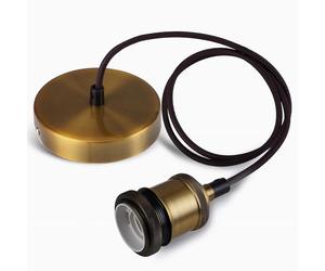 Seruno E27 Métal Suspension Luminaire avec Plafond, Douille E27, Suspensions D'éclairage Intérieur, Support Douille Ampoule et Câble de 100cm pour Suspension Cuisine, Salon et Chambre,Cuivre，1 pièces