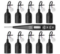 Seruno Lot de 10 Douille de Lampe E27 avec Fil, pour Chantier/Rénovation, Avec Testeur de Tension, Noir