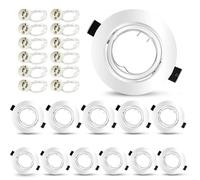 Seruno X 12X Spot Encastrable GU10 Set - Spot Plafond 230V Ø90mm, Cadre Métal Chrome Brossé, Inclinaison 30°, Pour Découpe 68-80mm, Douille GU10 Incluse - Spot LED Encastrable Plafond Intérieur, Blanc