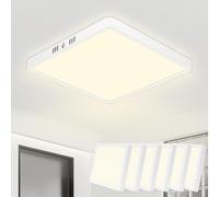 Seruno X Lot de 4 Plafonnier LED 18W 1800LM 4500K, Plafonnier Salle De Bain IP44 Carré Luminaire Plafonnier Plat Blanc Neutre, Pilote Inclus. pour Chambre Salon Cuisine Couloir Bureau Ø22CM