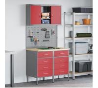 vidaXL Ensemble d'armoires de travail avec tiroirs et étagère 5 pièces Rouge